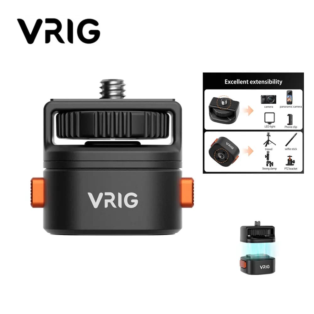 Kit di installazione rapida per supporto magnetico per fotocamera VRIG con adattatore per treppiede da 1/4'' per fotocamere Canon/Sony/Nikon/treppiede con luce per microfono/cursore