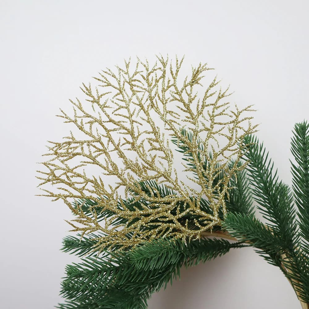 23cm Artificial Coral Plastic Plant Branch Home Table Display Decoration Accessories Christmas Tree Decor Supply Golden Grass