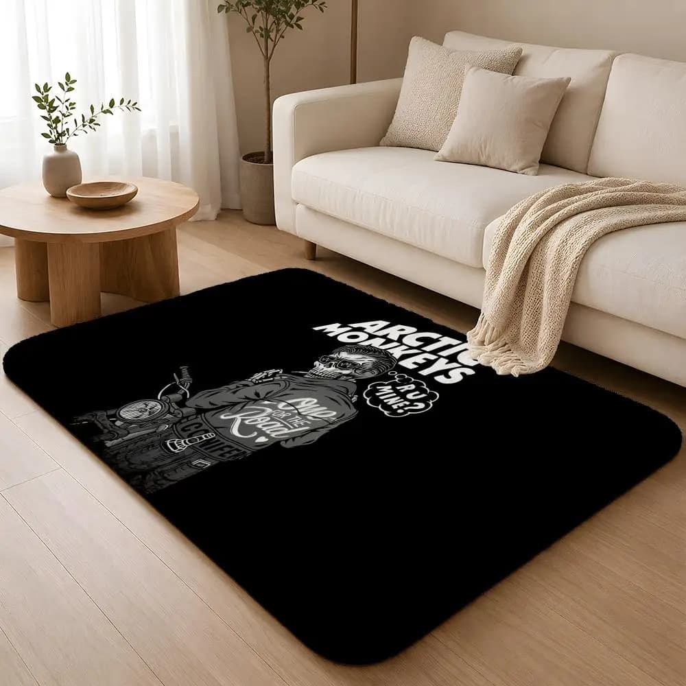 Band A-ArcticS M-Monkeys Floor Mat Machine Washable Soft Flannel Area Rug, Non-Slip Absorbent Floor Mat for Living Room Bedroom