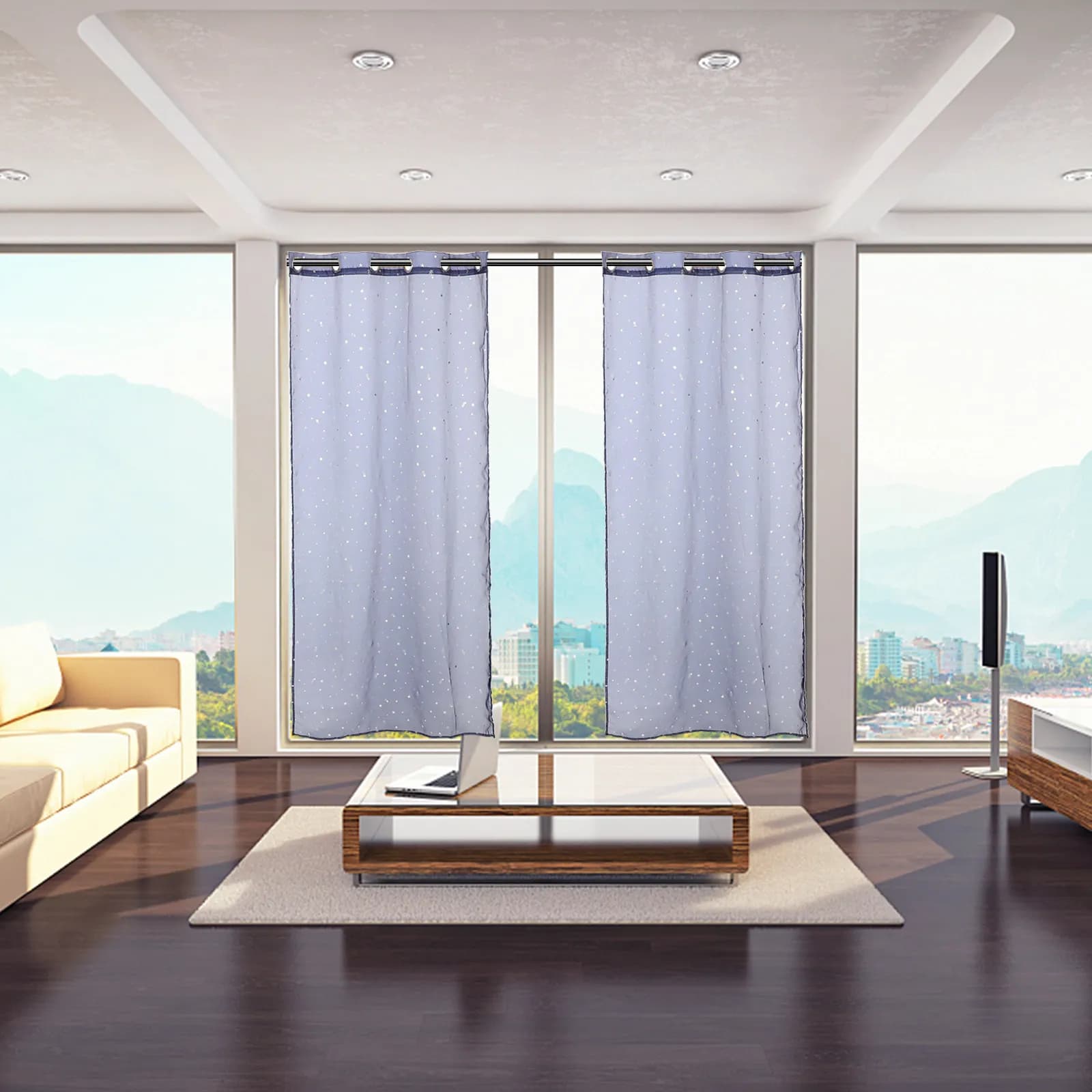 Exquisite Window Voile Curtains Navy Blue 100x200cm Sheer Drapes for Bedroom Living Room Home Decor Sunlight Protection Window