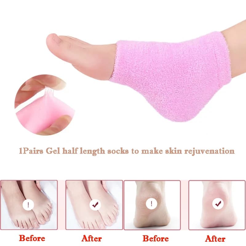 1Set Piuma Filato Protezione Del Piede Copertura Idratante Gel-Foderato Calzini Del Tallone Sollievo Secco Screpolato Spa Calzino Delicato Alla Pelle Cura Elastica