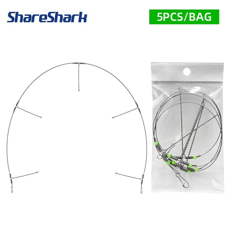 ShareShark 5 pz/busta Terminali da Pesca Girevoli in Acciaio Inossidabile con Filo Anti-Avvolgimento per Acqua Salata