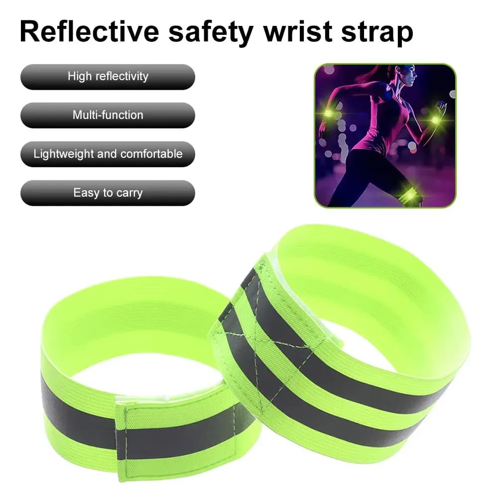 2 pieces arm belt with reflective band for night cycling arm strap with safety reflective tape for outdoor racing elastic arm strap ankle strap