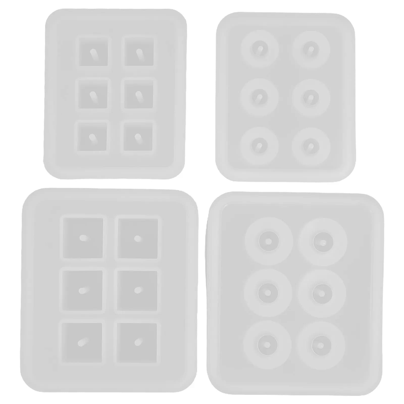 Set di 4 Stampi in Silicone Rotondi per Resina con Fori Integrati per Creazione di Sfere, Ciondoli, Orecchini, Braccialetti, Artigianato in Resina Epossidica e Argilla Polimerica