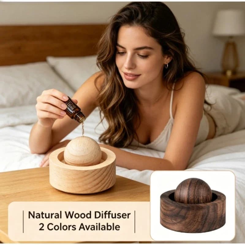 Solid Wood Ball Essential Oil Diffuser for Home Bedroom Car - Long Lasting Fragrance Scent Ornament Aromatic Decor