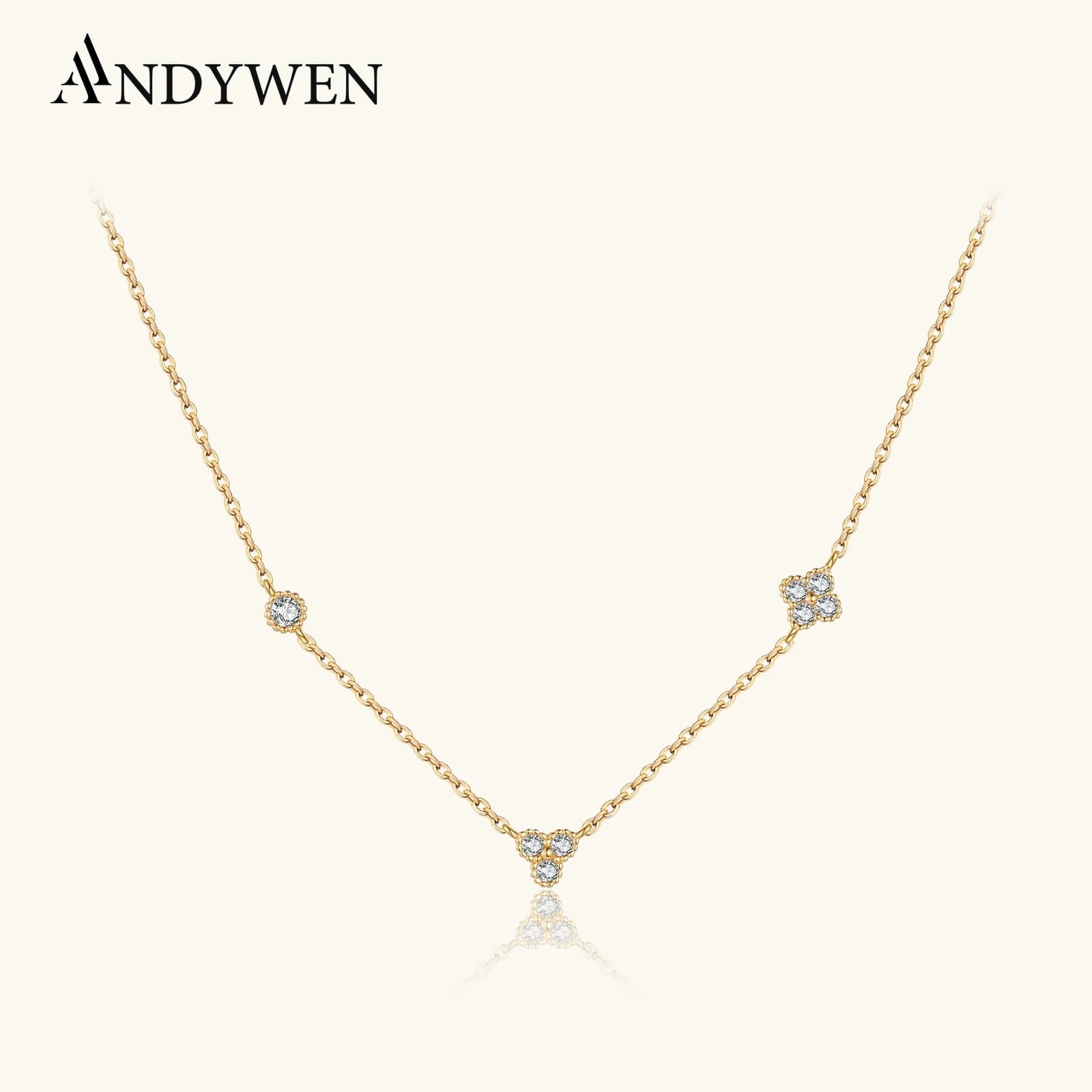 ANDYWEN Collana asimmetrica rotonda in argento sterling 925 con zirconi CZ, gioielli delicati minimalisti per le donne, abbigliamento casual quotidiano