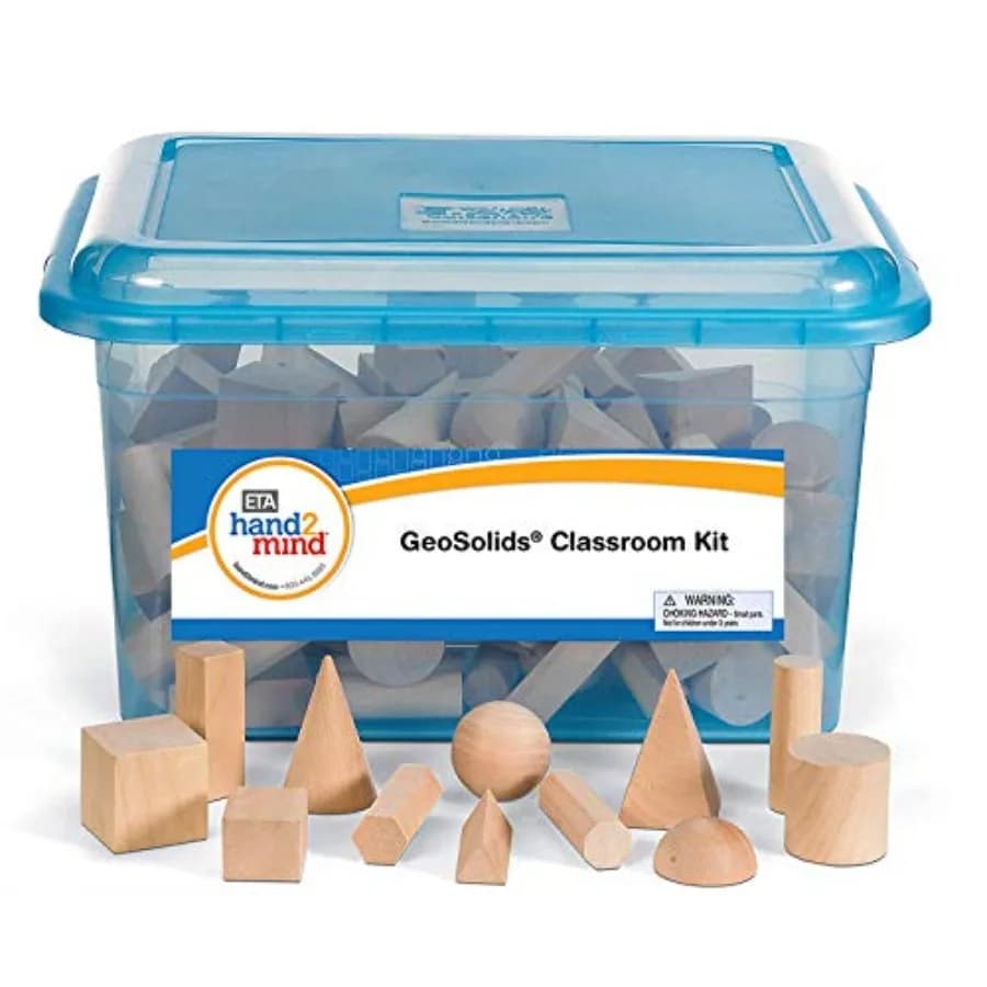 Blocchi geometrici in legno, forme 3D, kit per la classe (set da 96 pezzi)