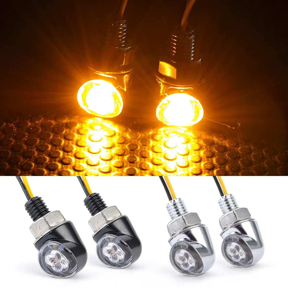 2/4 Pezzi Indicatori di Direzione LED 8mm Luce Ambra Universale per Moto e Dirt Bike DC 12V