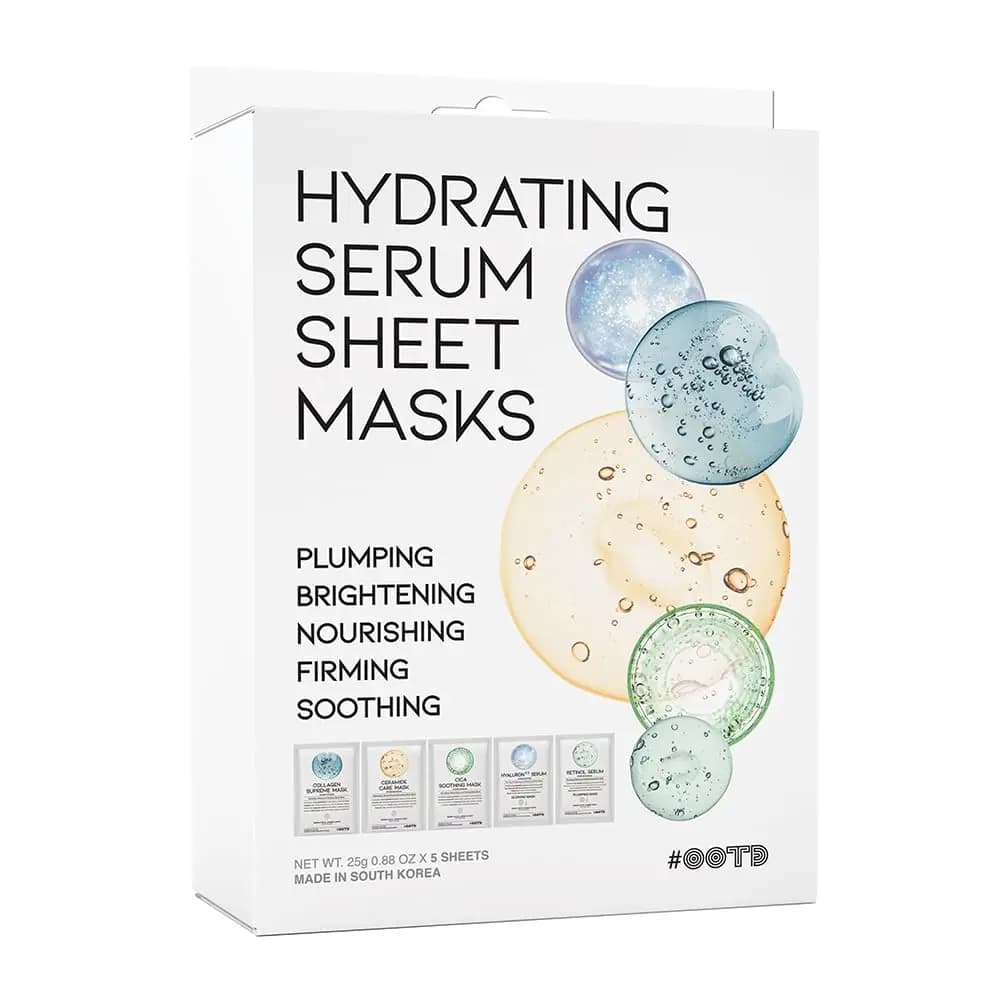Moisturizing Fabric Mask Assorted for Dry Skins, Acneics, Sensitive - Collagen, Cica, Ceramide, Hyaluronic Acid, Retinol 5 Pieces