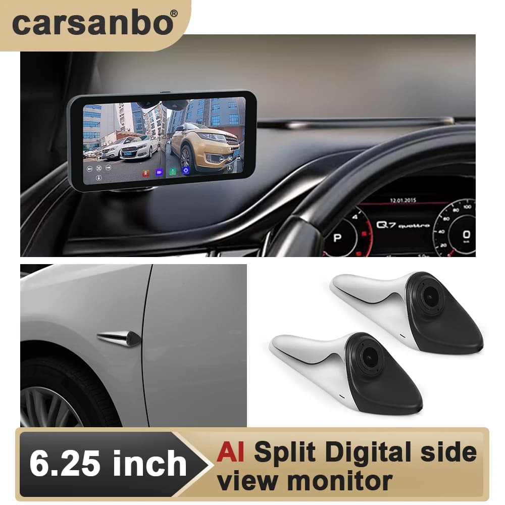 Carsanbo 6.25 inch AHD 1080P car split touch screen monitor display with alarm system for blind spots