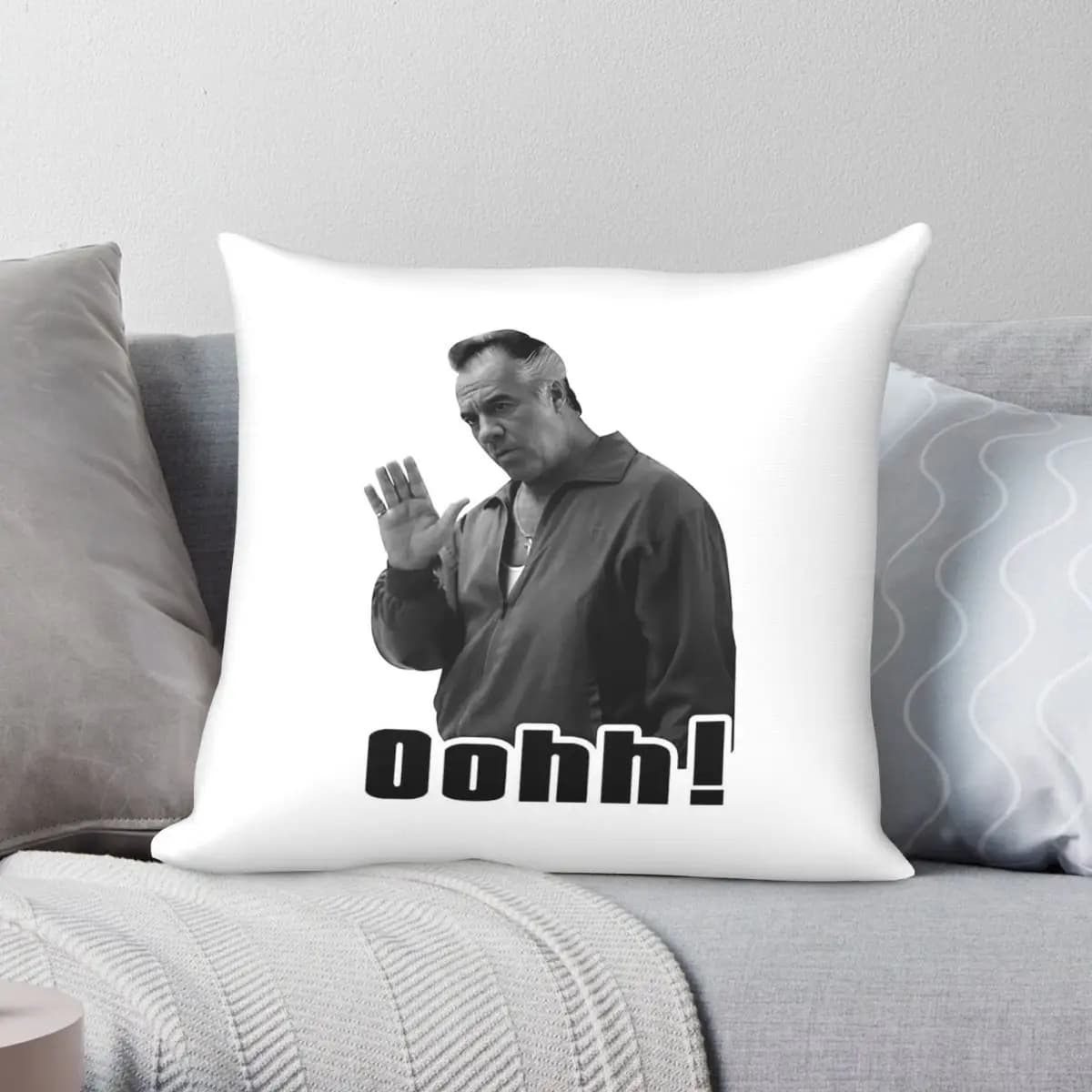 Federa per cuscino decorativa Tony Soprano Oohh Meme in poliestere, lino e velluto stampato con cerniera, per divano, all'ingrosso 45x45