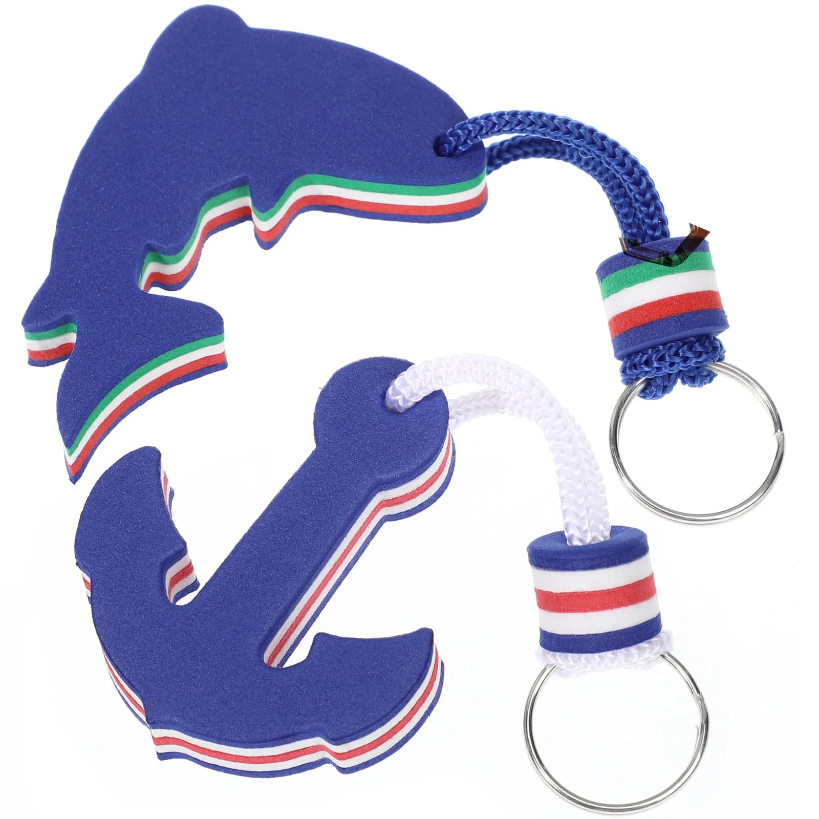 2Pcs Eva Floating Key Ring Dolphin Anchor Safety Buoyant Keychain for Kayak Canoe Swim Boating Floating Key Chain