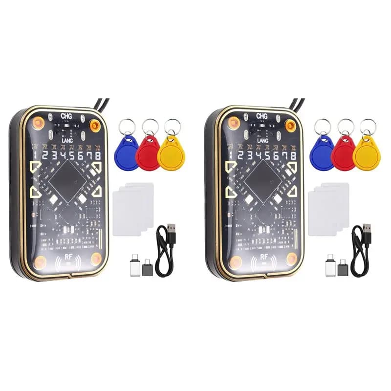 【MUST-HAVE】 2X Emulatore lettore di chip RFID Chameleon Ultra V2.0 125Khz 13,56Mhz Decodifica scheda Duplicatore NFC + Portachiavi 6XUID/Scheda UID