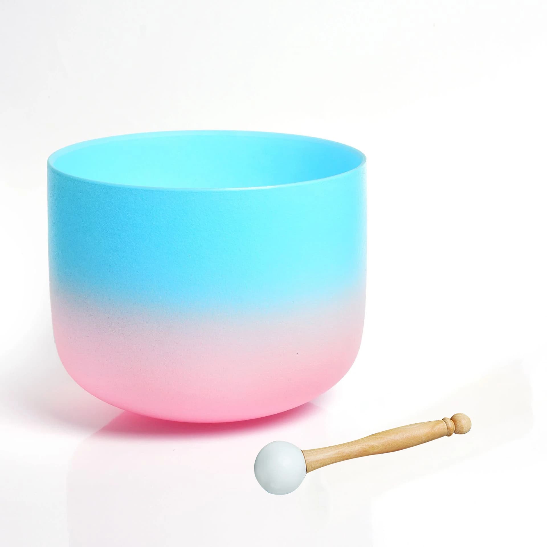 Hye-eun 8inch Blue &Pink Color Crystal Singing Bowl Tibetan Bowl Singing Ball Chakra with Beige Bag
