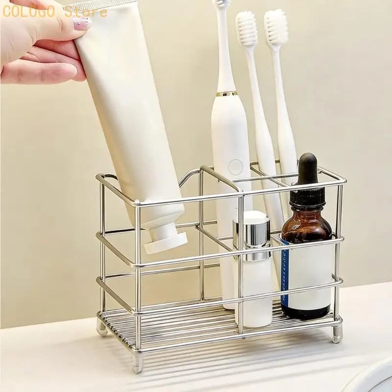 Open Wire Toothbrush and Toothpaste Holder Rack for Bathroom Counter D0LD