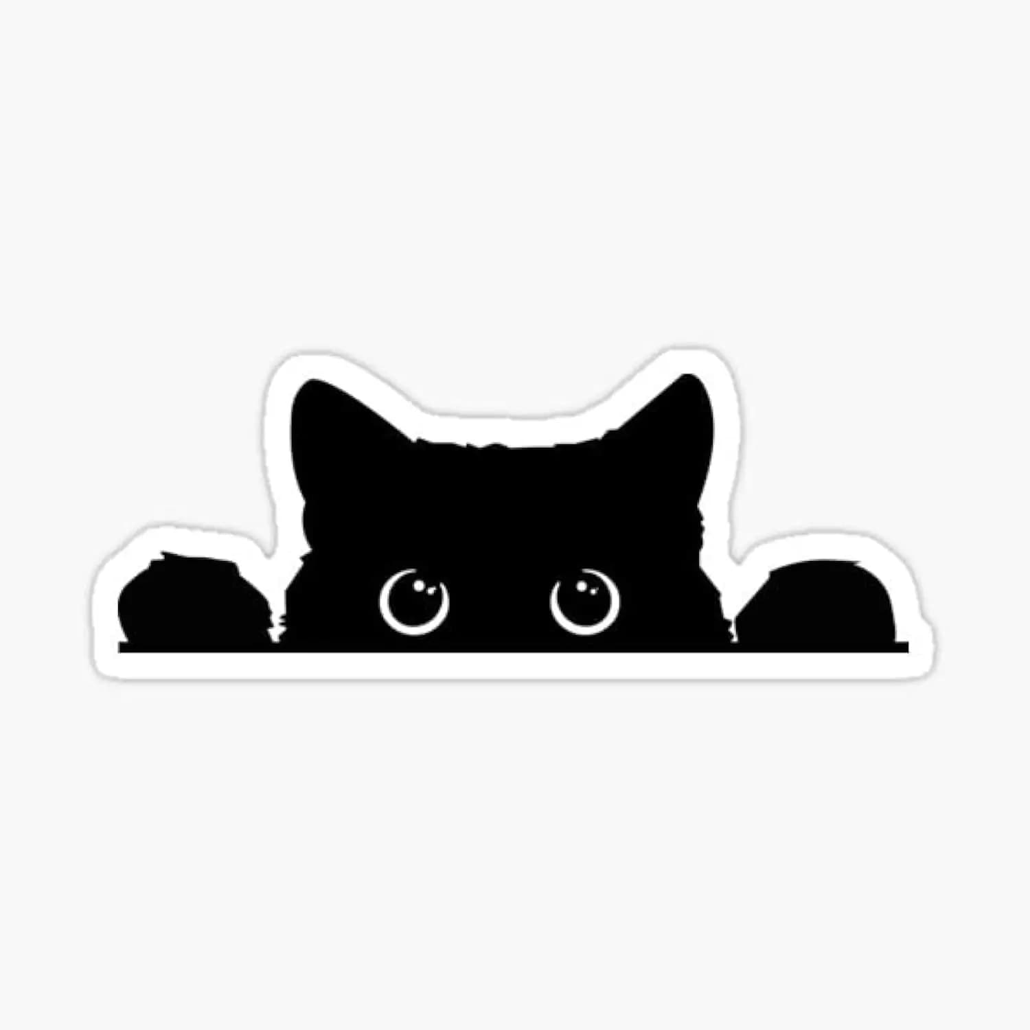 Divertente adesivo in vinile da 5 pollici con gatto che fa finta di fare furtunaia spia, per auto, laptop, parete, con bordo bianco