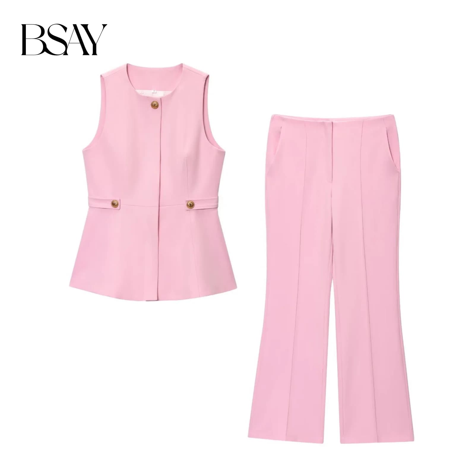 BSAY gilet senza maniche set estate nuovo stile 2025 gonna corta alla moda stile fondo gilet tinta unita o pantaloni lunghi svasati