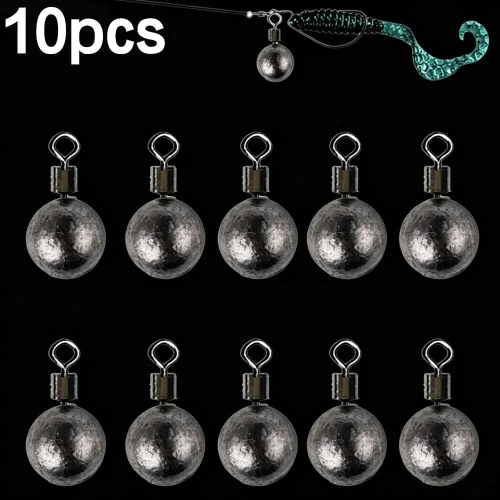10pcs 5-20g Round Ball Lead Sinker Fishing Weight with Swivel Loop Tackle Accessories for Carp Trout Bass Sea Fishing
