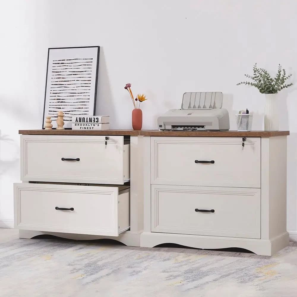 Farmhouse File Cabinet,Wood File Cabinet with Hanging File Folders,Top Drawer Lockable,Lateral Filing Cabinet for Home Office C