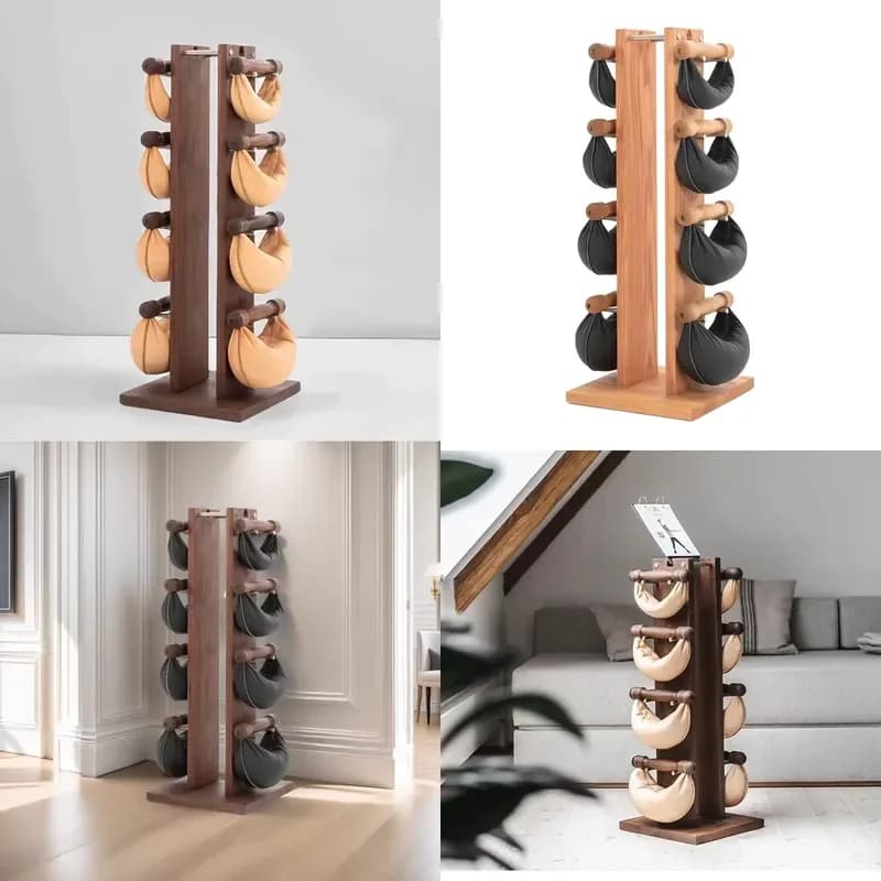 Genuine leather and solid wood kettlebells and dumbbells, wooden fitness equipment for home use, high-end gym for weight loss