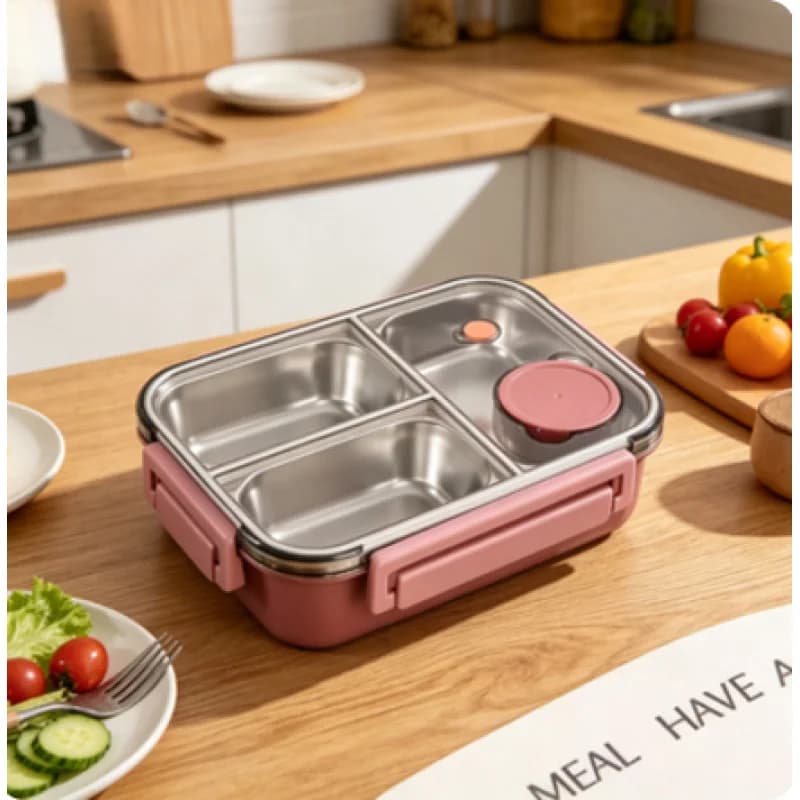 Portable Stainless Steel Thermal Lunch Box Compartment Sealed Food Storage Bento For Adult Kids