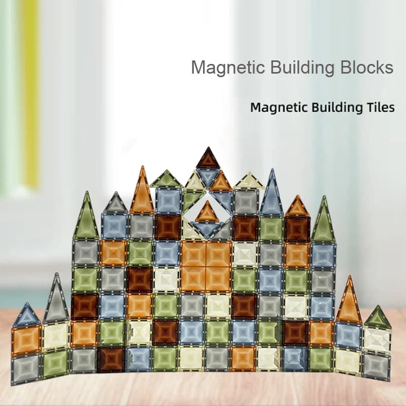Set di Piastrelle Magnetiche da 5,0 cm, Blocchi Magnetici Educativi per Costruzioni con Effetto Vetro Colorato a Forma di Diamante per Bambini
