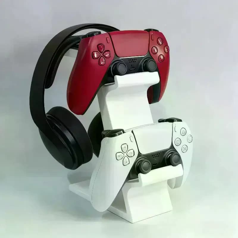 3-in-1 Controller Stand For Desk With Headset Holder Gaming Organizer For 2 Gamepads & 1 Headphone Non-Charging Desktop Dock