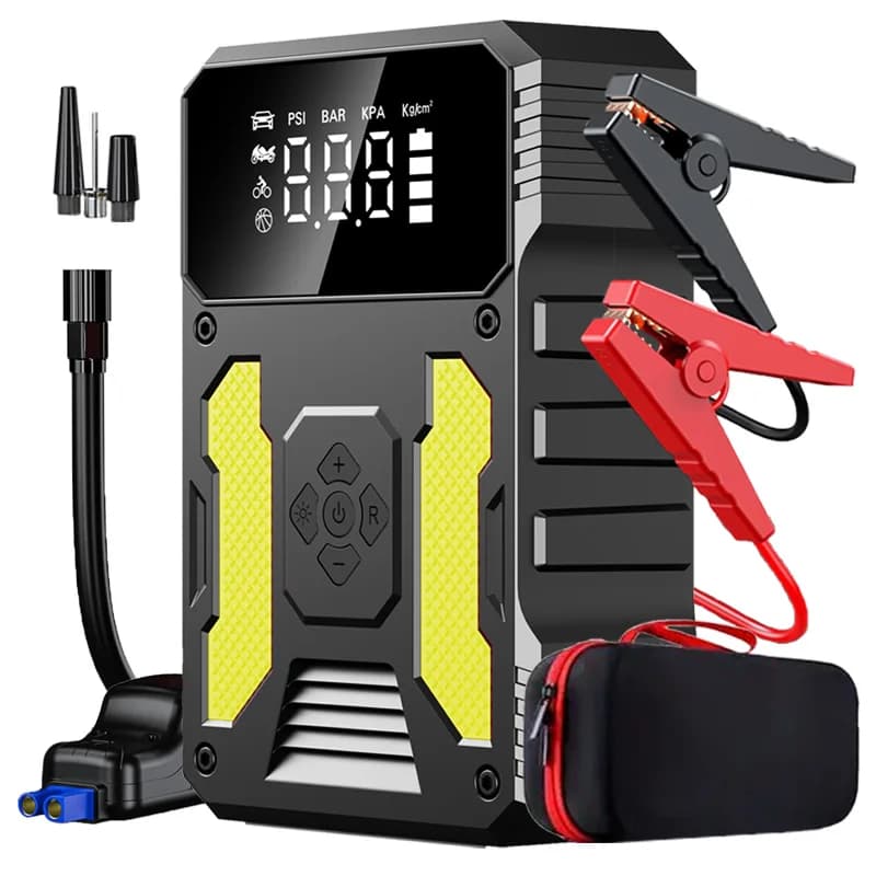 Avviatore di emergenza per auto 2000A con compressore d'aria Avviatore di emergenza portatile Avviatore di batteria con pompa d'aria Avviatore di emergenza con gonfiatore di pneumatici