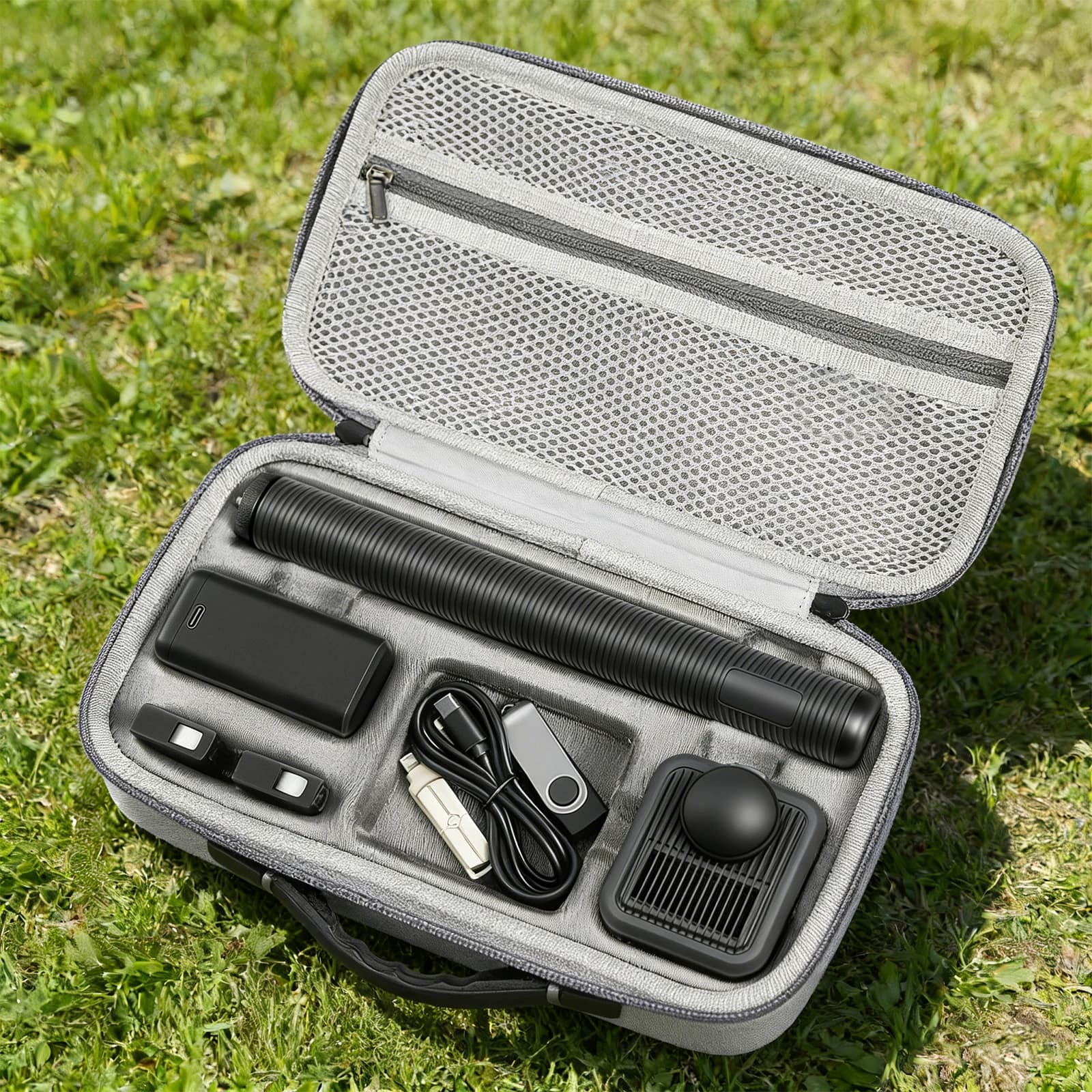 Borsa da Trasporto per GoPro Max 2, Organizer per Fotocamera, Caricabatterie Doppio, Asta di Prolunga