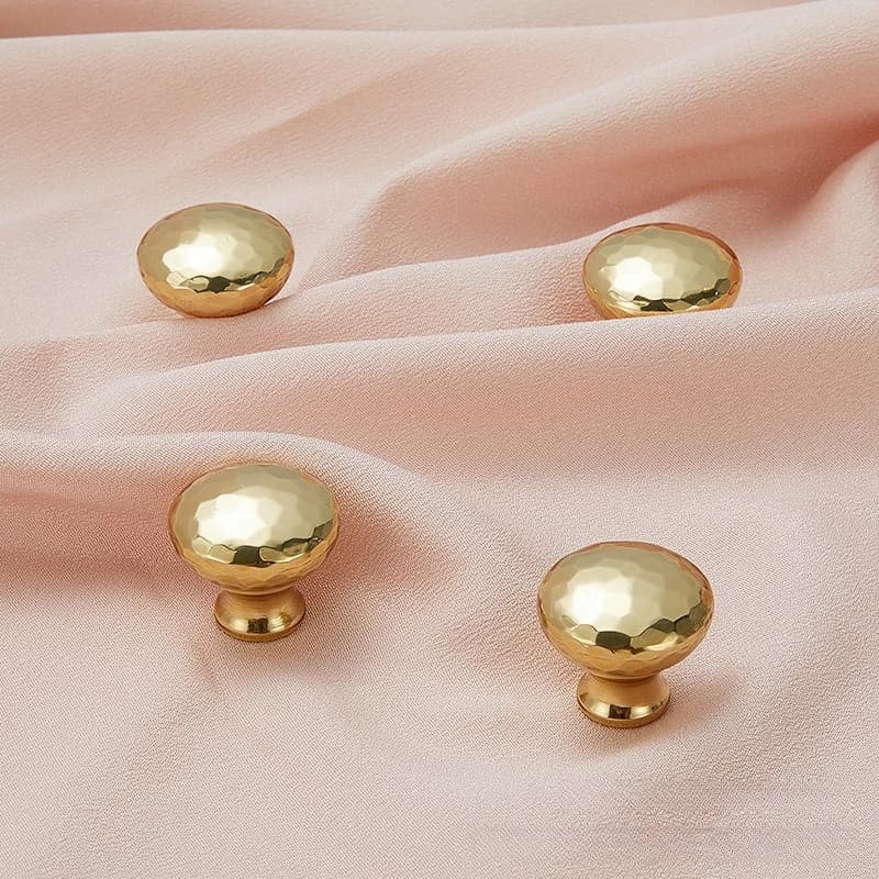 Maniglie a fungo martellate artigianali in ottone, oro di lusso, per cassetti, armadi, armadi, mobili con pomelli rotondi di design a foro singolo