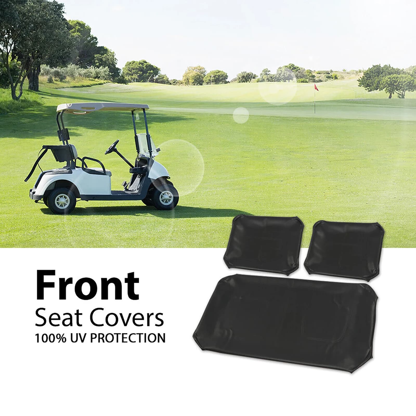 3 pezzi/set kit coprisedile anteriore in pelle nera parti di ricambio adatte per Club Car DS 1982-2000.5 accessori per carrelli da golf