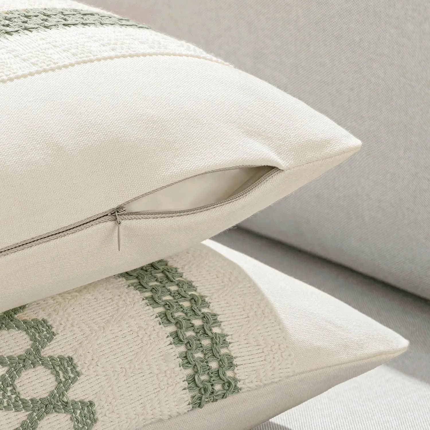 Gray Pillow Covers Farmhouse Rustic Couch Throw Pillows Modern Cotton Cushion Covers Retro Cute Macrame Home Decor for Bed Sofa