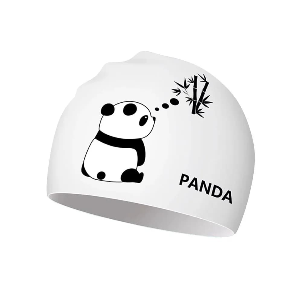 New Waterproof Silicone Swim Cap High Elasticity Cartoon Panda Swimming Cap Soft Seamless Swimming Hat Adult Children Use