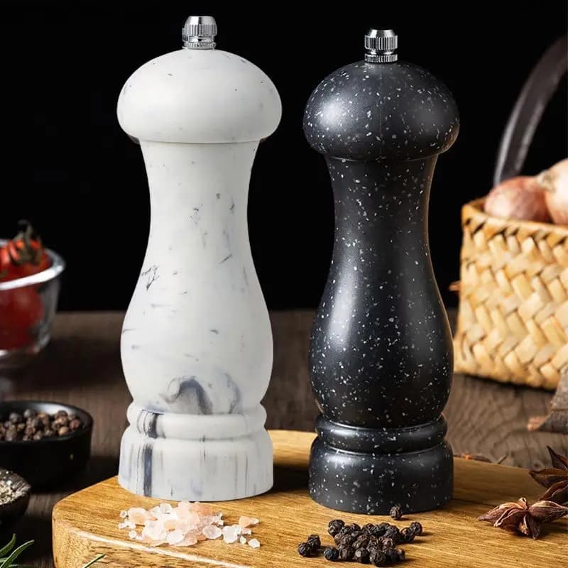 6-Inch Sets Salt Spice Mill Manual Salt Pepper Grinder Seasoning Marble Bottle Patterned Pepper Mill BBQ Cooking Shaker Grinding