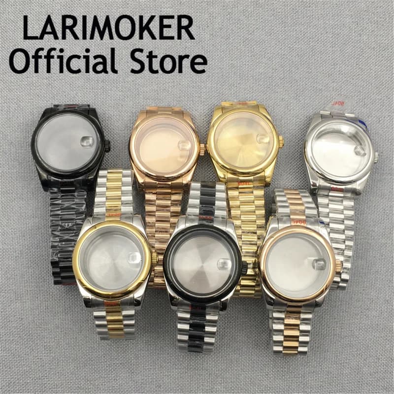 LARIMOKER Cassa per orologio in vetro zaffiro da 39 mm con bracciale adatto per accessori per orologi con movimento automatico NH35/PT5000/Miyota Mingzhu