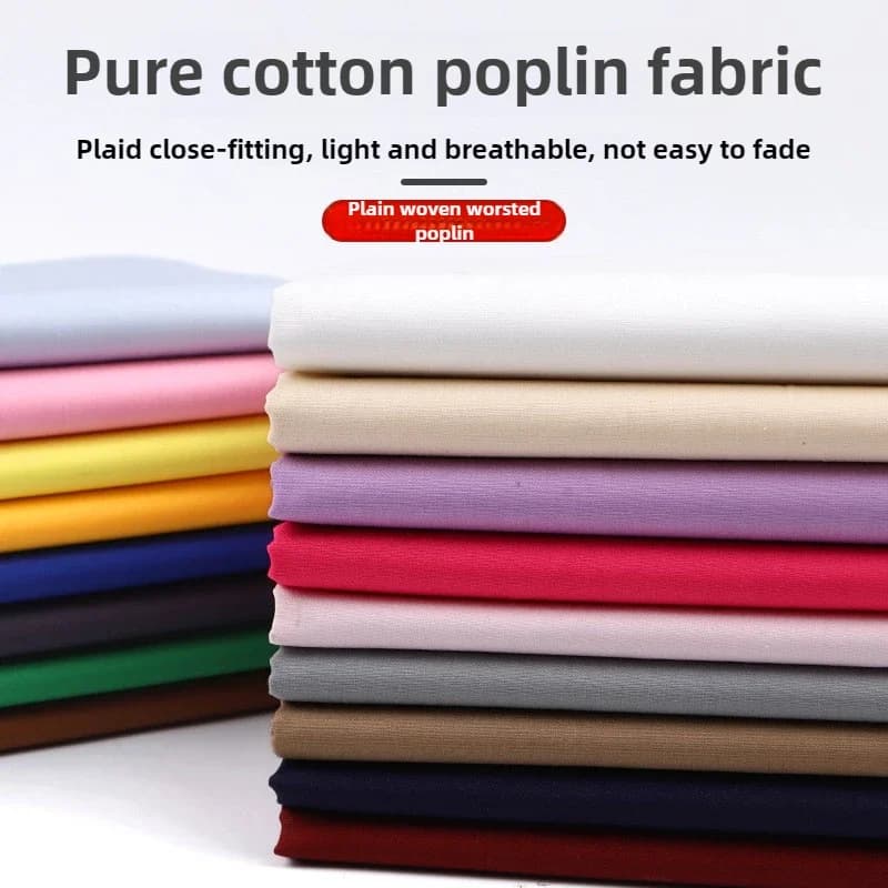 Tessuto popeline di cotone 100% tinta unita liscio al metro per camicia, vestiti, pantaloni, abiti, stoffa da cucito fai da te, traspirante, morbido, bianco nero