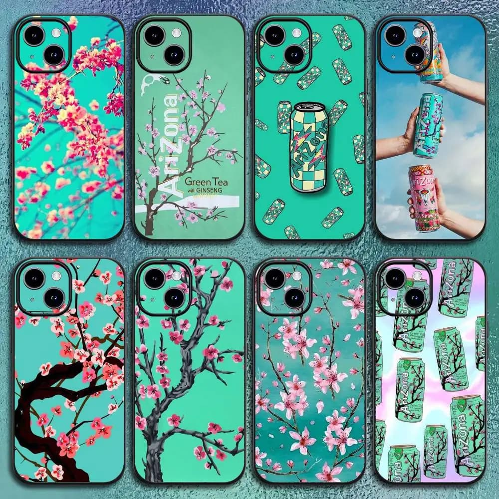 Vaporwave Arizona Iced Tea Aesthetic Phone Case For IPhone 17 12 13 14 15 16Pro Max Plus Classic black soft shell