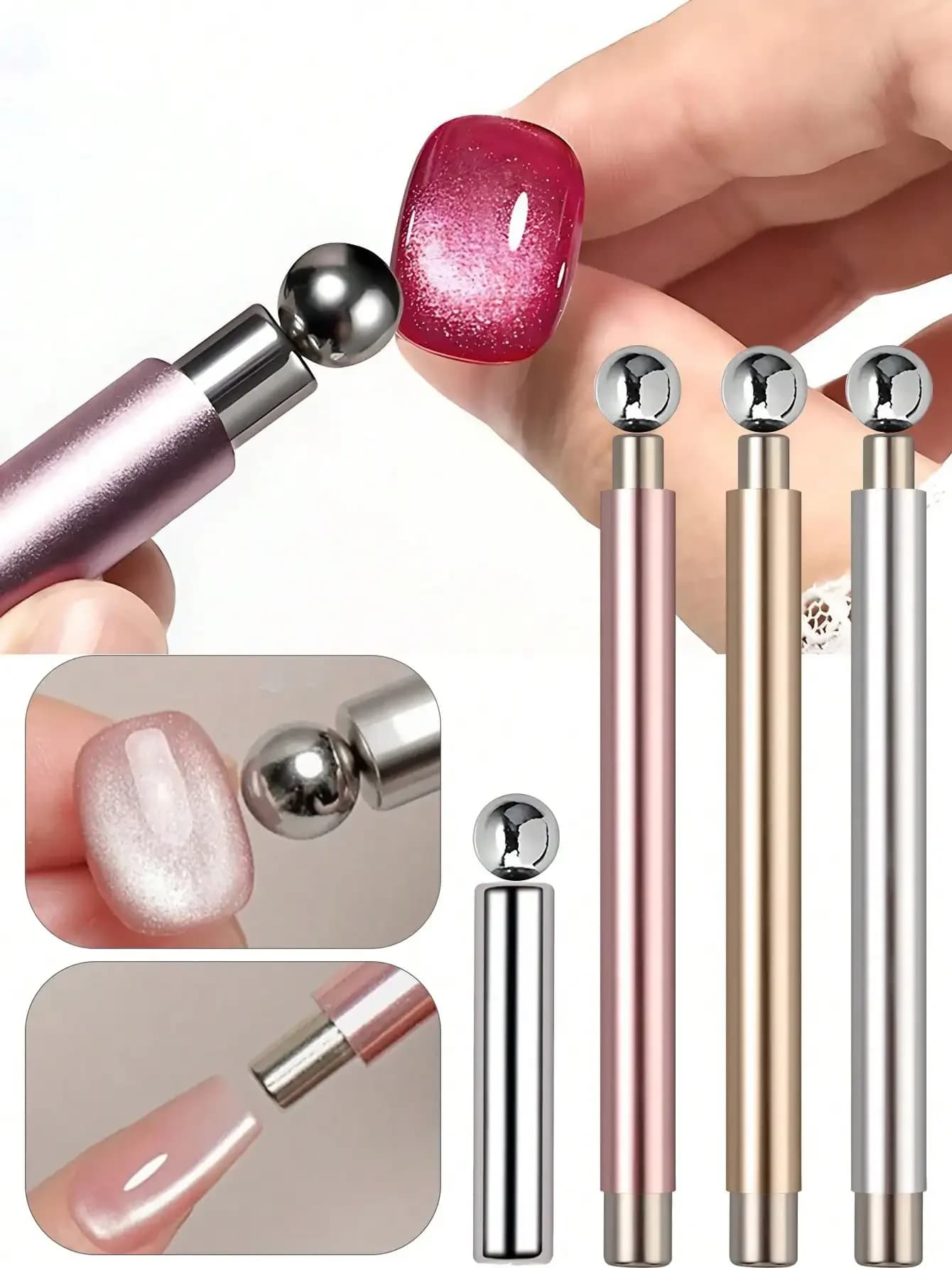 Bastoncino magnetico 2 in 1 a forma di V per effetto occhio di gatto, strumento magnetico potente per nail art, adatto per smalto gel, accessorio per manicure fai da te