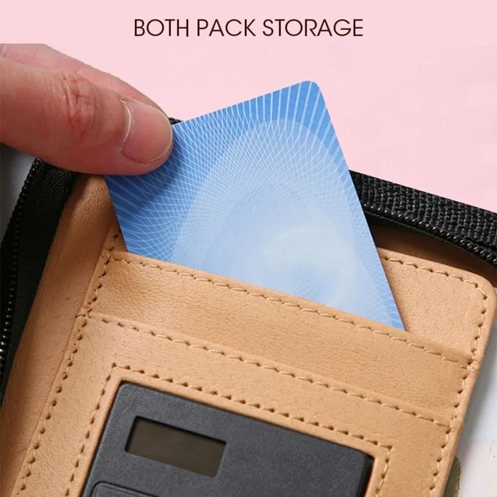 Cartella Portadocumenti Multifunzione a 6 Anelli in Pelle PU A6 con Calcolatrice, Porta Carte e Blocco Note a Fogli Mobili per Conferenze