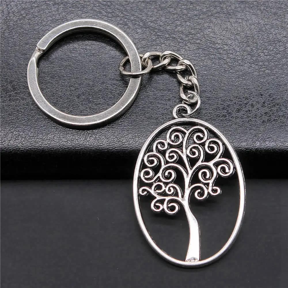 Cute Tree Of Life Keychains 28Mm Ring Male Jewelry Mother'S Day Findings & Components