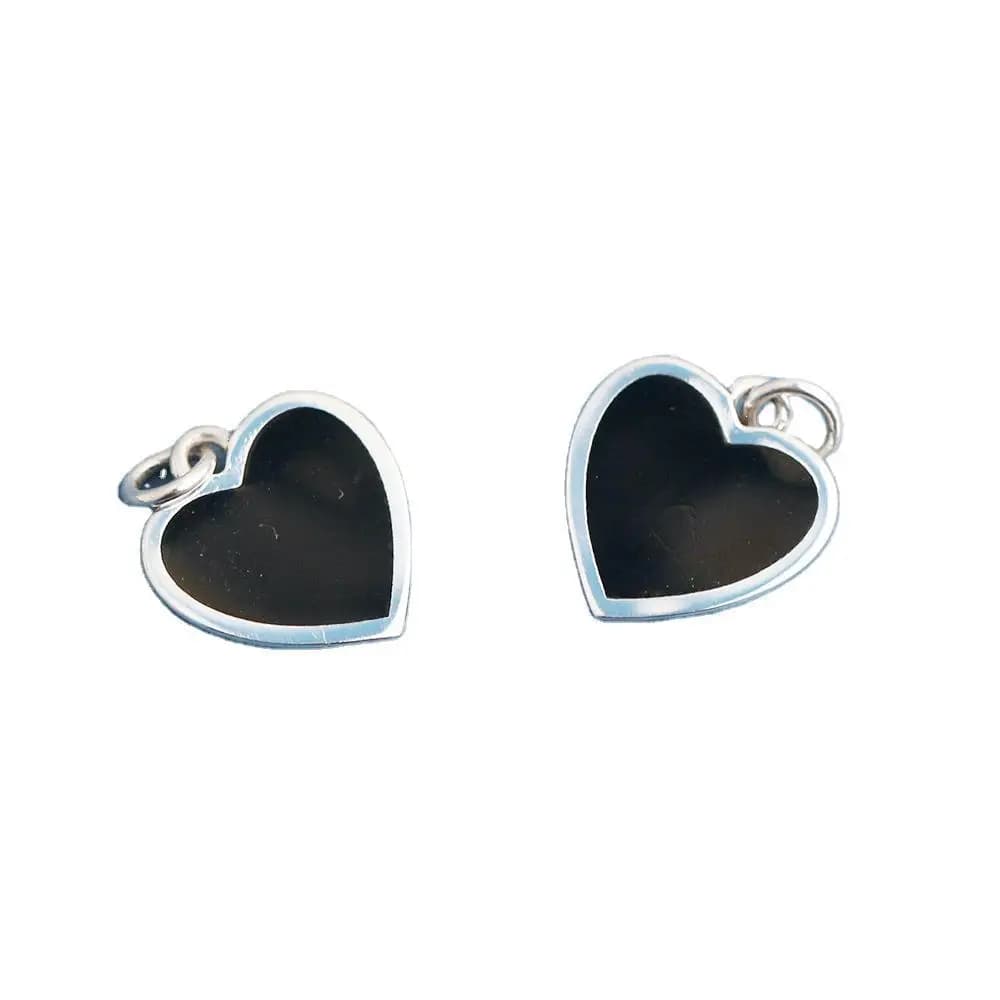 Charms 925 Argento Nero Cuore d'amore Semplice Ctue Collana Ciondolo Fatto a mano Accessori fai da te Pendenti e ciondoli per il braccialetto Plata 925 JHA216