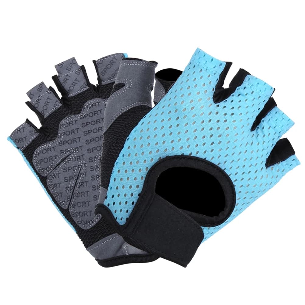 Blue Gloves Mid-Age for Exercises, Anti-Slip and Breathable, for Sports and Fitness Training in Gym
