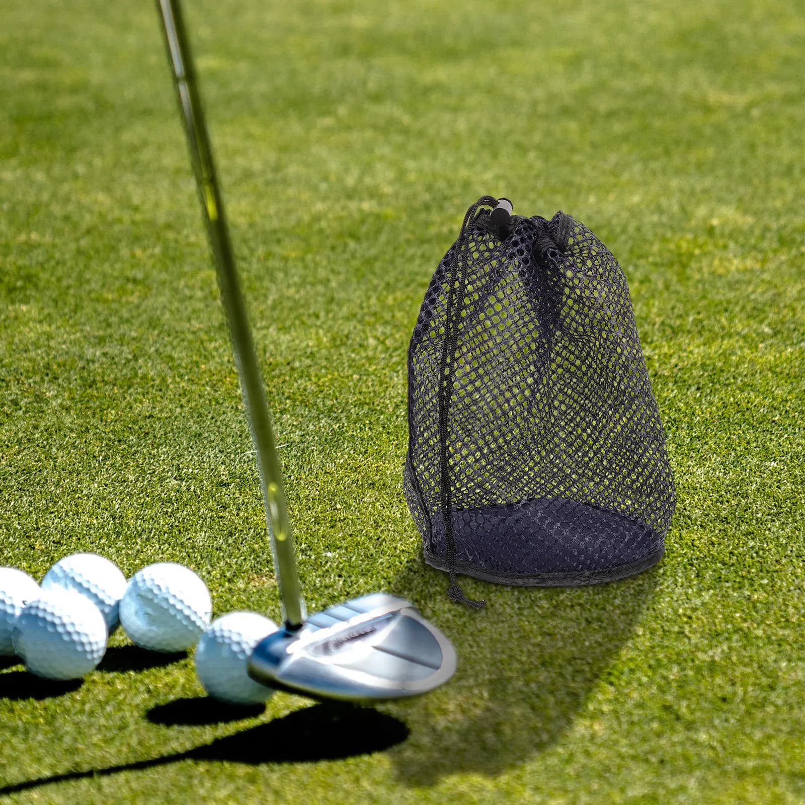 Borsa per Palline da Golf in Rete di Nylon con Cordoncino, Contenitore per Palline da Tennis e Baseball, Organizzatore per Attrezzature Sportive, Sacchetto per Palline da Golf