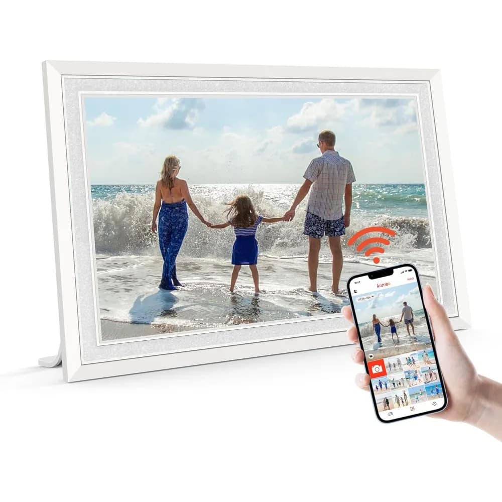 Cornice digitale per foto da 10 pollici, 32 GB, WiFi, IPS HD, touchscreen, rotazione automatica, condivisione remota