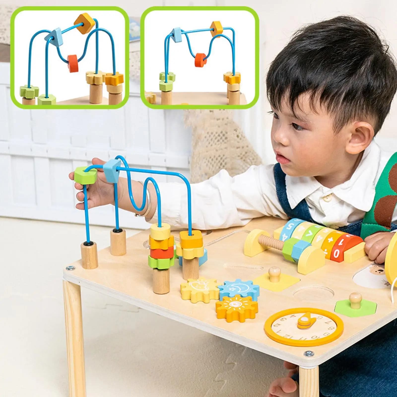 Tavolo Attività Educativo con Ingranaggi e Blocchi, Tavolo da Gioco con Forme da Inserire per Bambini di 1 2 3 4 Anni, Neonati e Infanti