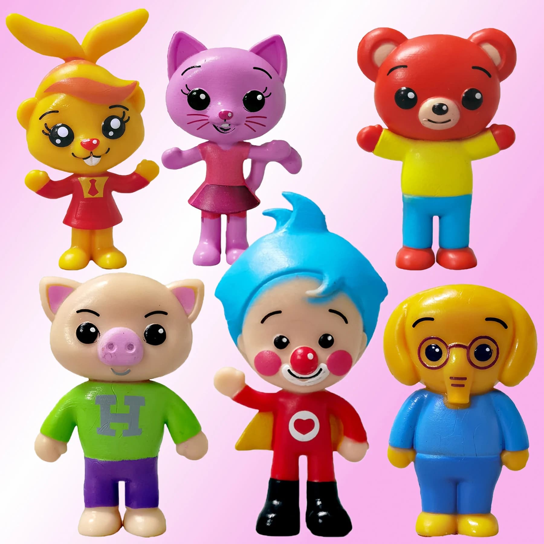 Set di 6 Pezzi Simpatiche Figure Anime Clown Plim Plim, Giocattoli in PVC, Modellini Educativi, Regalo, Decorazioni da Scrivania, Decorazioni per Torte