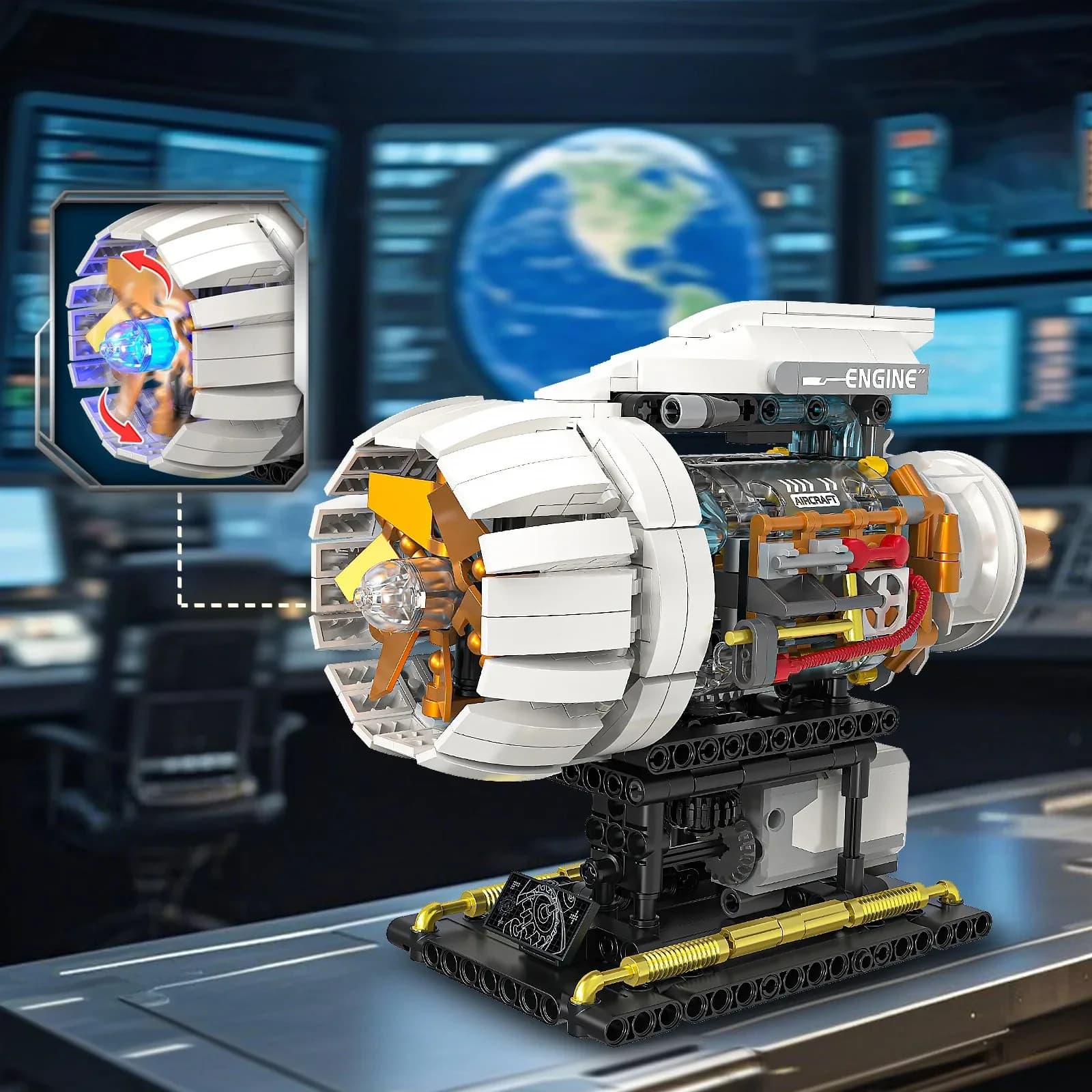 650PCS Modello di motore per aereo Building Blocks Set tecnico elettricamente azionato MOC Giocattoli educativi Bambini Ragazzi Regali di Natale