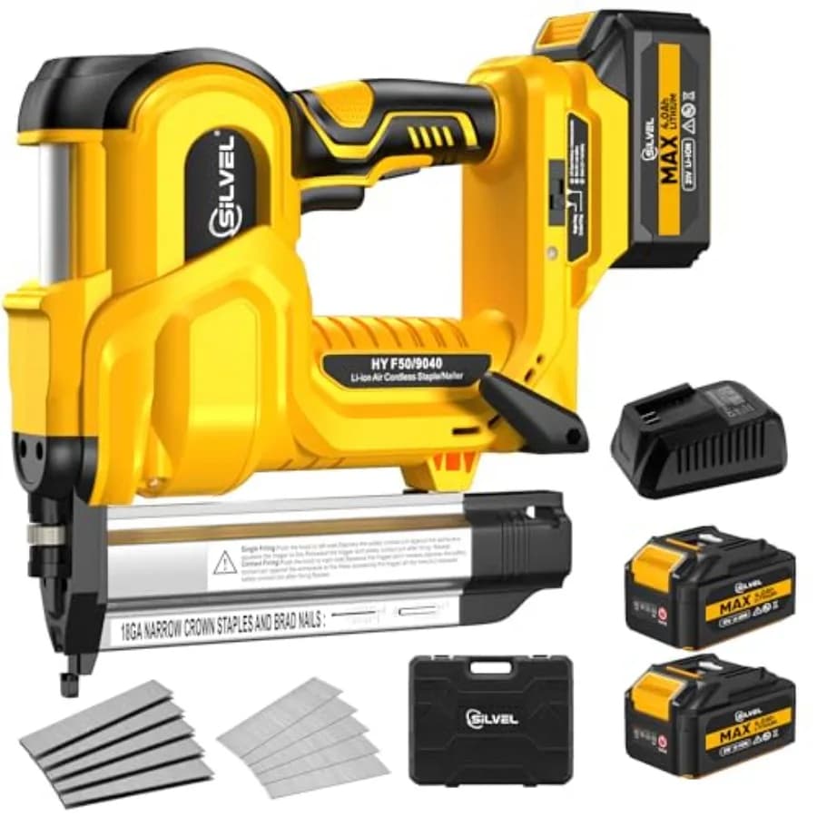 Chiodatrice a Batteria 18 Gauge 2 in 1, Pistola per Chiodi/Sagra Elettrica Senza Fili, 2 Batterie da 4.0Ah, Ricarica Rapida