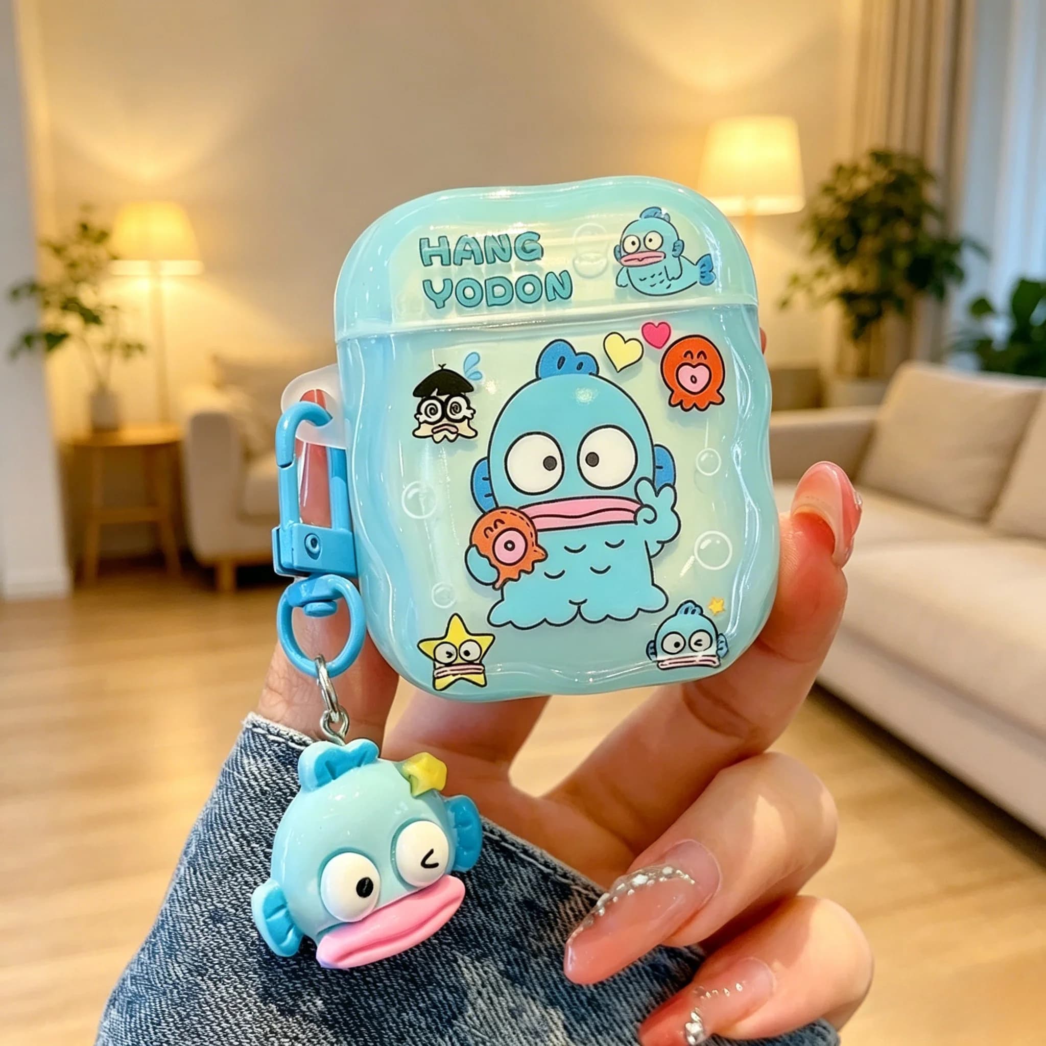 Custodia per auricolari Kawaii Cartoon Sanrio Hangyodon per Airpods 1 2 3 4 Pro 2 3, cover in silicone per cuffie Bluetooth con ornamento