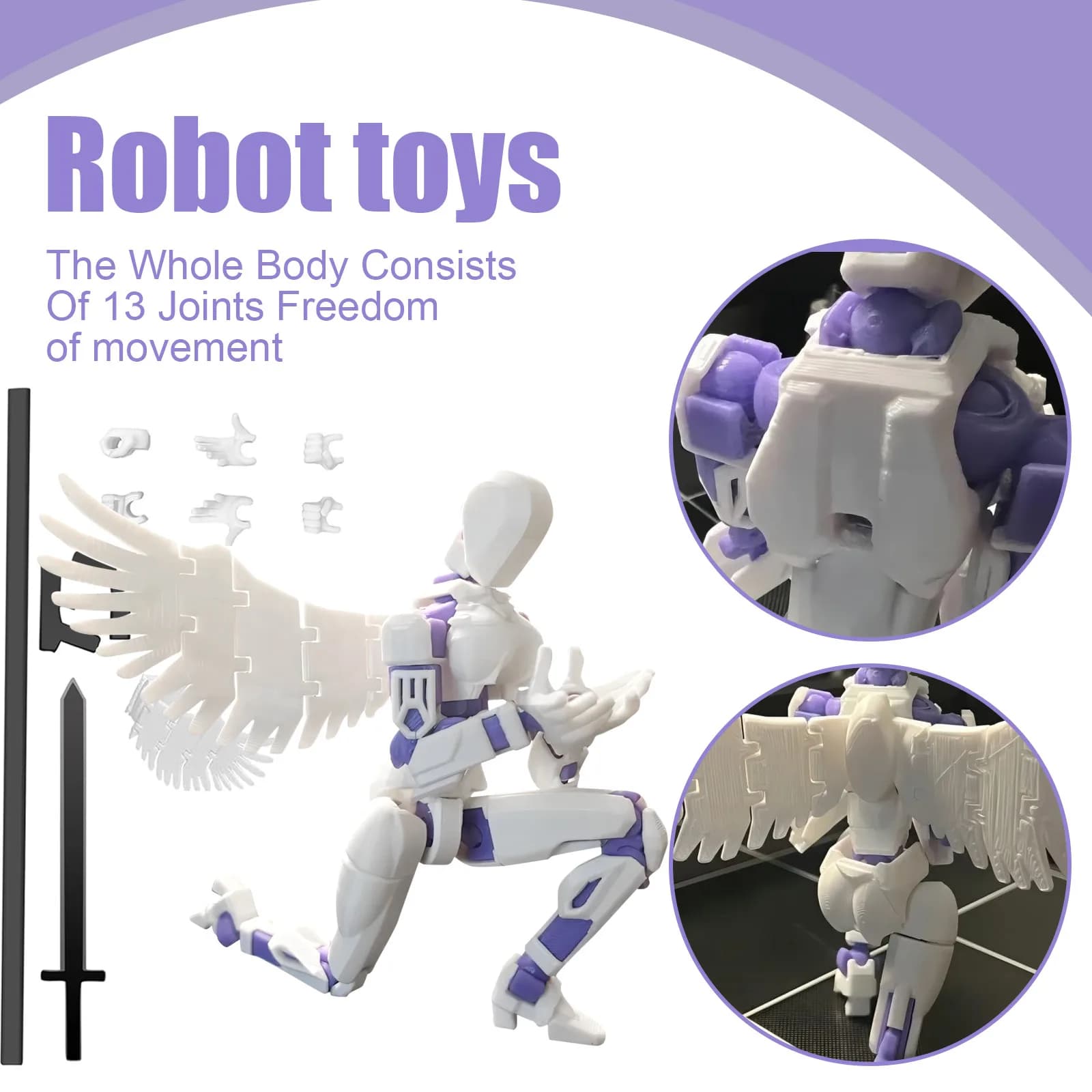 Multi-June Mobile Robot 3.0 3d Printed mannequin Women's Wing Toy Toy Figure Toys Game Gift Decoration Children's Toy